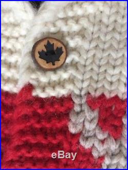 Rare KANATA Handmade Cowichan Cardigan Sweater 100% Virgin Wool Mens M Bear