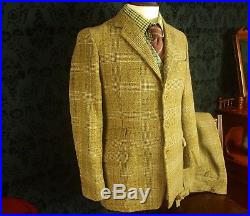 Rare Savile Row Bespoke Mens Vintage 3 Piece Tweed Suit circa 1940’s 38 small