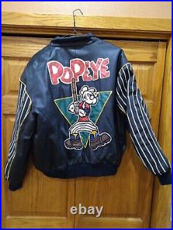 Rare VTG 1994 Montana Tunes Popeye Leather Jacket XL Nice