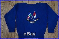 Rare VTG Ralph Lauren Polo 1987 87 Cross Flags Sweater Blue Knit
