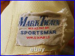 Rare Vintage 1940's-1950's Yellow Gabardine Embroidered Bowling Shirt Sz Medium