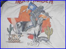 Rare Vintage 1985 Iron Maiden Concert Tour Shirt Texas Slavery Tour Thrashed