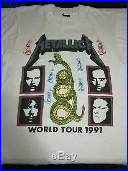 Rare Vintage 1991 Metallica Rules Concert T Shirt Fear Of God Distressed tee lg