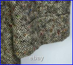 Rare Vintage 50s Rainbow Fleck donegal Tweed Trench Coat Overcoat L 44-46 USA
