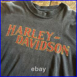 Rare Vintage 70s 80s Harley Davidson T Shirt Eagle Hog 3d Emblem USA Biker Sz M