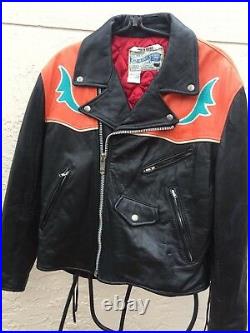 Rare Vintage Avirex Florida Theme Leather Motorcycle Jacket Sz S