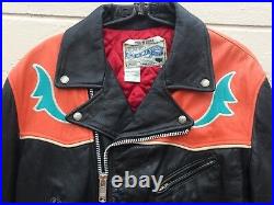 Rare Vintage Avirex Florida Theme Leather Motorcycle Jacket Sz S