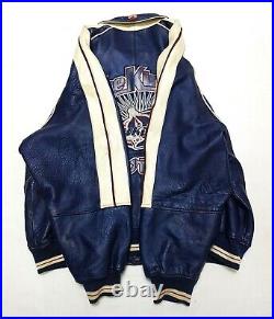 Rare Vintage Avirex Royal Blue The Kings Gold Kick Off Leather Jacket Size 5xl