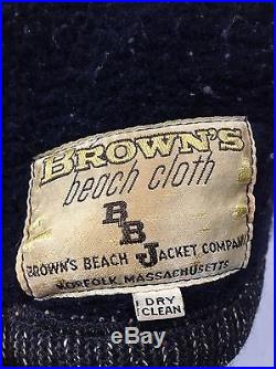 Rare! Vintage Brown's Beach Cloth Jacket Men's Size 52 Salt & Pepper Wool Coat