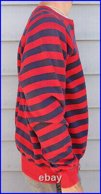 Rare Vintage Polo Ralph Lauren 1967-1987 Cross Flags OG Stripe Hoodie Sweater L