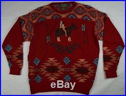 Rare Vintage RALPH LAUREN POLO COUNTRY Aztec Chief Horse Knit Sweater 90s SZ XL