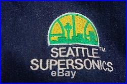 Rare Vintage Starter Seattle Sonics Supersonics NBA BKB Denim Varsity Jacket XL
