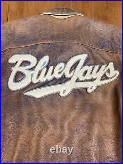 Rare Vintage Toronto Blue Jays Leather Jacket Sz Adult L Rogers Edwards Shain