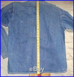 Rare Vtg 1930-1946 US ARMY Denim Pullover Work Shirt Jacket CCC Workwear WW2