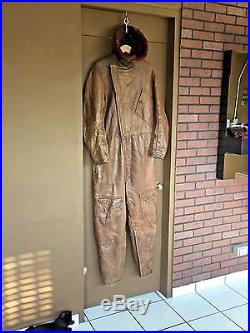 Rare Vtg Air Associates Inc USA MADE Leather Flight Suit Jumpsuit Overall G1 USN