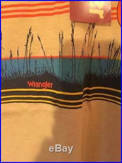 Rare Vtg Wrangler 1980s Tshirt Border Print 50/50 S Deadstock