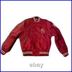 Red Rossville Hornets 1970's High School Nylon Warmup Jacket Fleece Lined