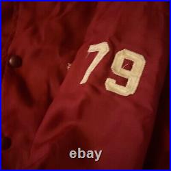 Red Rossville Hornets 1970's High School Nylon Warmup Jacket Fleece Lined