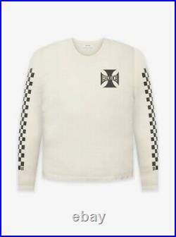 Rhude Premium Clothing Mens NWOT Vintage White Classic Checkers L/S Tee $400MSRP