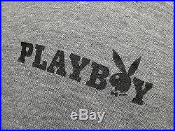 SALE! Vtg 70s 80s Playboy Bunny Logo Gray Triblend Rayon T-Shirt Medium
