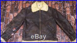 Shearling Vintage B3 Leather Flight Bomber Brown Jacket 46 Chest XL Authentic
