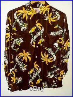 SUPE RARE 1940's! LONG SLEEVE! Duke Kahanamoku CHAMPION Hawaiian Shirt LARGE