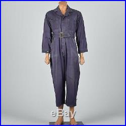 S/M 1940s Mens Purple Coveralls Cotton Twill Workwear Work Wear Belted 40s VTG