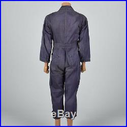 S/M 1940s Mens Purple Coveralls Cotton Twill Workwear Work Wear Belted 40s VTG