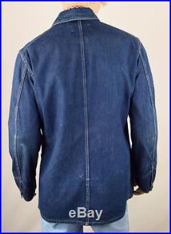 Scarce Vtg 1930's 40's Sweet Orr Denim Work Wear Jean Jacket Engineer Indigo 44