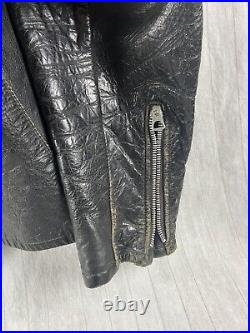 Size 44 1960s Harley Davidson Black Leather Cafe Racer Motorcycle Jacket Vintage