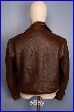 Stunning 60s SCHOTT Brown AVIATOR Flight Leather Motorcycle Jacket Size Medium