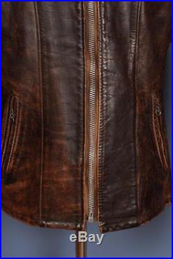 Stunning SCHOTT Brown Leather Motorcycle Cafe Racer Jacket Size Medium