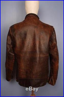 Stunning SCHOTT Brown Leather Motorcycle Cafe Racer Jacket Size Medium