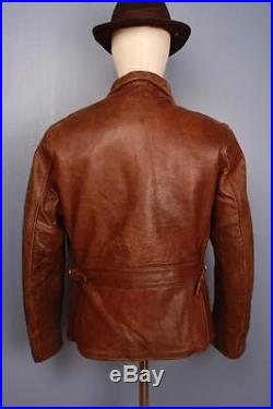 Stunning Vtg 40s British HORSEHIDE Leather Half Belt Motorcycle Sports Jacket