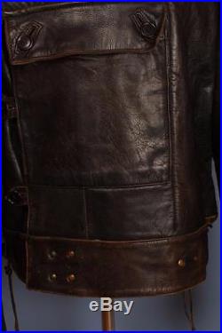 Stunning Vtg 50s SWEDISH Military TANKER Dispatch Leather Motorcycle Jacket XL