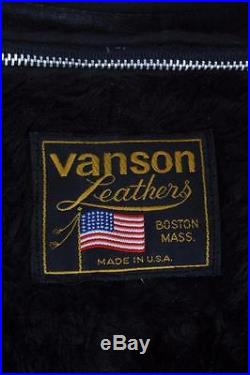 Stunning Vtg VANSON Leather Motorcycle Cafe Racer Jacket Fleece Liner Small