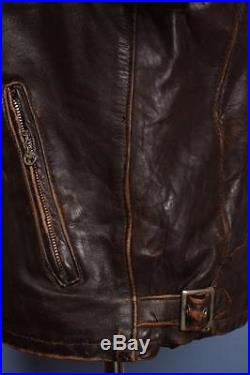 Superb SCHOTT Brown Leather Motorcycle Cafe Racer Jacket Size Large