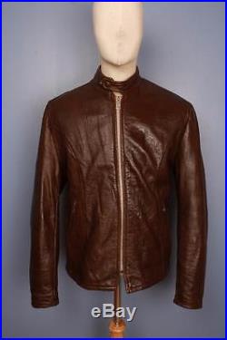 Superb SCHOTT Brown Leather Motorcycle Cafe Racer Jacket Size Medium