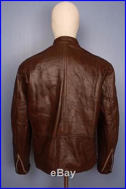 Superb SCHOTT Brown Leather Motorcycle Cafe Racer Jacket Size Medium
