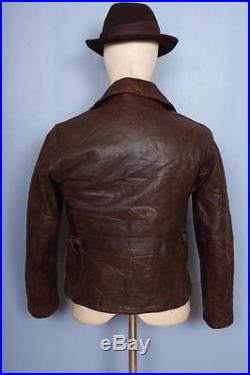 Superb Vtg 30s Bootlegger HORSEHIDE Leather Half Belt Motorcycle Sports Jacket