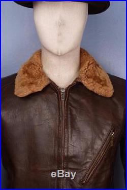 Superb Vtg 40s AVIATOR Flight Motorcycle Sports Horsehide Leather Jacket Small