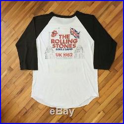 THE ROLLING STONES 1982 UK Tour T Shirt Europe J Geils Band 80s Soft Thin Raglan