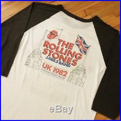 THE ROLLING STONES 1982 UK Tour T Shirt Europe J Geils Band 80s Soft Thin Raglan