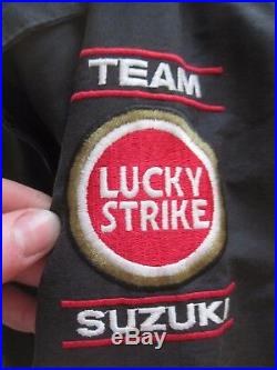 Team Suzuki Lucky Strike Jacket Vintage 80s 90s Black Embroidered Men's S Small
