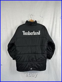 Timberland spellout insulated black puffer coat