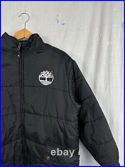 Timberland spellout insulated black puffer coat