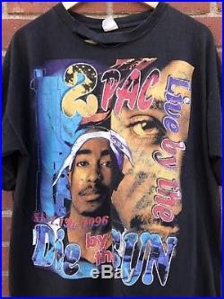True Vintage 90s Tupac Shakur 2Pac Thug Life In Memory Rap Tee Shirt Hip Hop