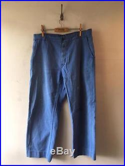True Vintage French Blue Bleu de Travail Chore Workwear Trousers Pants 34 36 M