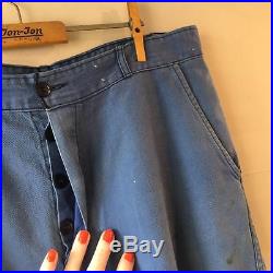 True Vintage French Blue Bleu de Travail Chore Workwear Trousers Pants 34 36 M
