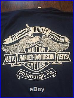 True Vintage Pittsburgh Harley Davidson T-shirt 70s 50/50 Super Soft Biker Hawg